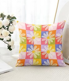 economico -Copripillow decorativo a forma di margherita colorata 1PC morbido cuscino quadrato foderina per cuscino per camera da letto soggiorno divano sedia