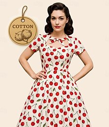 preiswerte -Retro Vintage 1950er Rockabilly Kleid A-Linie Kleid Swing-Kleid Frucht Damen Halloween Karneval Maskerade Alltagskleidung Junggesellinnenabschiedsparty Erwachsene Kleid Abschlussballkleider