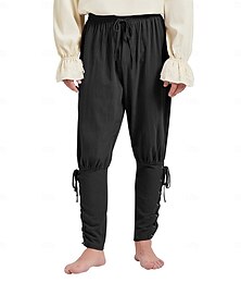 abordables -Retro Antiguo Medieval Renacimiento pantalones piratas Pirata Caballero Vikingo Color sólido Hombre Pirata Fantasía Víspera de Todos los Santos Carnaval Mascarada Carnaval Rendimiento Escenario Adulto