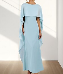 abordables -Sirène / Trompette Robes pour invités de mariage Élégant Robe robe demoiselle d honneur Fiançailles Longueur au sol Sans manches Col ras du cou Chiffon avec Volants 2025