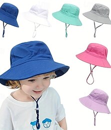 billige -fargerik solhatt for jenter - pustende sommerfiskerlue med snøring for utendørs eventyr strandmoro og fotografering