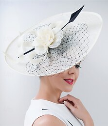 economico -Copricapo Cappello Fedora in Sinamay Matrimonio Festa di Sera Festa del Tè Corse di Cavalli Cocktail Elegante Vintage Carino con Pezzo di Testa Decorativo