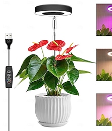 abordables -Lampe de croissance LED à spectre complet pour plantes d'intérieur, intensité variable (10 niveaux), minuterie automatique, support noir, hauteur réglable, éclairage halo pour plantes succulentes,