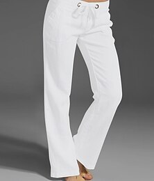 voordelige -Dames Wijde Pijpen Baggy Broeken Chinos Mode Basis Casual Volledige Lengte Hoge Taille Effen Kleur Gewone Zak Comfortabel Zacht Comfortabel Micro-elastisch Buiten Straat Licht Grijs Zwart Wit Rood