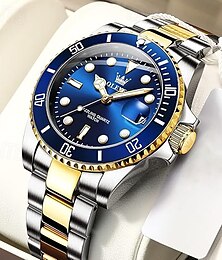 abordables -Reloj de Cuarzo para Hombre OLEVS Reloj de Pulsera Casual de Moda Minimalista Calendario Luminiscente Reloj de Acero Impermeable