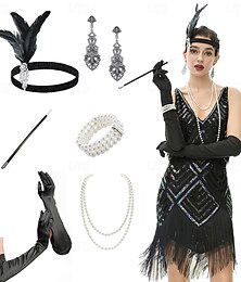 cheap -1920s The Great Gatsby Flapper Headband Bead Bracelet Earrings The Great Gatsby Feather Retro Sparkling Glitter Women's Carnival Valentine's Day Masquerade Party Evening Wear Masquerade Festival