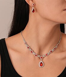 economico -Set di gioielli completo a due pezzi zircone cubico nero collana orecchini moda elegante vintage per donne stile vintage carino classico set di gioielli a goccia di diamante per matrimoni e feste