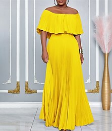 preiswerte -A-Linie Quinceanera-Kleider Elegant Kleid Hochzeit Hochzeitsgast Bodenlang Kurzarm Schulterfrei Polyester Rückenfrei mit Falten 2025
