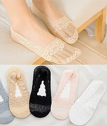 preiswerte -1 Paar Spitze unsichtbare Socken gemischte Farben unsichtbare florale Spitzen kurz geschnittene Knöchelsocken Damen Strümpfe  Strumpfwaren