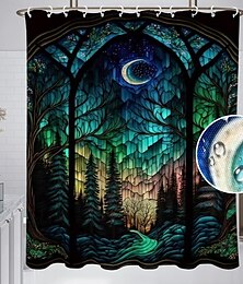 levne -Sprchový závěs s háčky 180cm*180cm (70"*70") polyester pratelné voděodolné vzor lesní krajiny pro dekoraci koupelny a vany