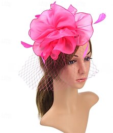 voordelige -Hoofdtooi Stof Veren Fedorahoed Paardenrace Vintage leuke Style Met Veer Bloemen Helm Hoofddeksels