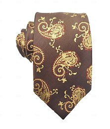 economico -Cravatte da uomo in seta al 100%, classiche, stile business, motivo paisley, tinta unita, a righe, formali, da ufficio.