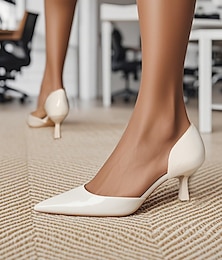 abordables -Escarpins à talon chaton pointus en cuir verni noir pour femmes – un style élégant et sophistiqué pour les femmes actives au bureau et lors d'événements officiels