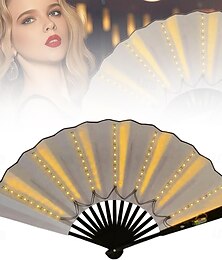 abordables -Abanico con luces LED, abanico de mano para fiestas, abanicos iluminados para baile en línea para mujeres, plegables, abanicos para baile en línea, abanicos luminosos para presentaciones en el