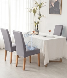 abordables -Housse de chaise de salle à manger imperméable, housse de chaise Parson bordeaux, housse de chaise de salle à manger extensible en cuir PU, housse de protection de chaise amovible et lavable pour