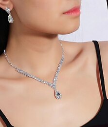 abordables -un parure de bijoux de mariée 1 ensemble Strass Alliage Boucles d'oreilles Collier Femmes Élégant Parure de Bijoux Pour Mariage Soirée Saint-Valentin