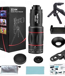 זול -ערכת עדשת מצלמת טלפון עדשת 36x/64xtelephoto לאייפון עם קליפ אלקטרוני וחצובה, מתאימה לרוב הסמארטפונים