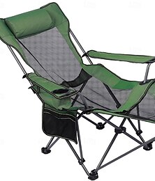 お買い得  -キャンプ用ラウンジチェア、折りたたみ式リクライニングキャンプ用チェア、フットレスト付きポータブルキャンプ用チェア、収納バッグ &ヘッドレスト、メッシュリクライニング、耐荷重330ポンド