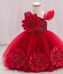 billiga -Barn Flickor Festklänning Ensfärgat Ärmlös Speciellt Tillfälle Prinsessa Ljuv Polyester Festklänning Sommar Vår Barn Rodnande Rosa Rubinrött Blå