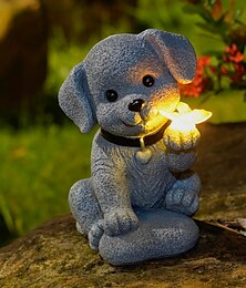 billige -1 stk utendørs solenergi hund dekorativt lys gårdsplass hage park plen sti lysende søt hund landskap lys gave ornament lys