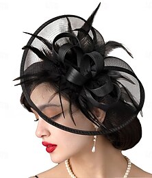 economico -Copricapo Tulle Cappello Fedora Matrimonio Tea Party Corse Equine Vintage Carino con Copricapo di Piume