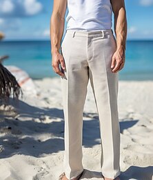 voordelige -Voor heren Pakken Lang Effen Kleur Micro-elastisch Standaard pasvorm Salie Licht Grijs Beige 2023