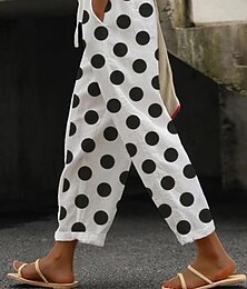 abordables -Femmes Pantalon en coton et lin Slacks Mode Longueur complète Naturel Fleuri Avec Poches Impression Conception à cordon élastique Confortable Extérieur Extérieur Vacances Sortir Bleu ciel clair Noir