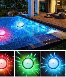 ieftine -2 bucăți lumini subacvatice lumini plutitoare cu apă rgb care schimbă culoarea alimentată cu baterii pentru piscină cadă de baie iaz decor peisaj