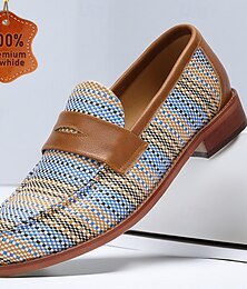economico -mocassini da uomo in nylon intrecciato e pelle – scarpe casual ed eleganti per l'uso formale e quotidiano