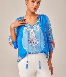 economico -pullover con stampa in stile vacanza