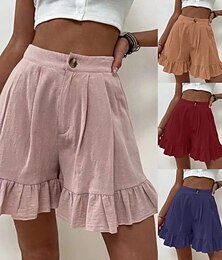 economico -Per donna Pantaloncini ispirati al lino Shorts Pantaloni Eleganti Casual Corto Naturale Semplice Fibbia Comodo All'aperto Vacanza Uscire Magenta scuro Vinaccia Blu cielo chiaro Nero Estate