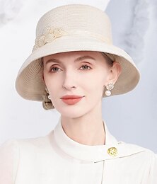 levne -klobouky vlákno buřinka / cloche klobouk kbelík klobouk slaměný klobouk svatební ležérní elegantní svatba s korálky pokrývka hlavy pokrývka hlavy