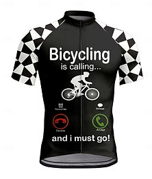 abordables -Hombre Maillot de Ciclismo Manga Corta Bicicleta Camiseta con 3 bolsillos traseros Resistente a los rayos UV Transpirable Secado rápido Cremallera delantera Negro Deportes Ropa