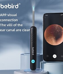 Недорогие -Инструмент для удаления ушной серы bebird r1 - очиститель ушного канала с камерой, 1080p earscope, инструмент для удаления ушной серы с различными сменными насадками, камера с 6-светодиодной