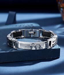 billiga -personligt fotoarmband anpassad bästa present till pappa för män familj, älskare, vän - graverad med värdefulla minnen för elegant och meningsfull minnessak