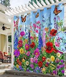 billige -Vanntett utendørs gardin privatliv glidende patio gardin draperinger pergola gardiner grommet 3D sommer blomster landskap lysthus balkong veranda fest 1 panel