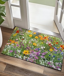 billige -Flerfargede blomster dørmatte kjøkkenteppet gulvmatte sklisikker område teppe oljebestandig teppe innendørs utendørs matte soveromdekor badmatte inngangsteppe