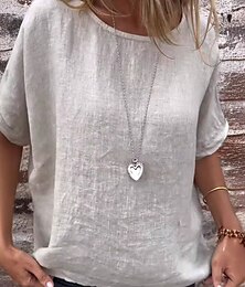economico -Per donna Maglietta Semplice Moda Moderno Casual Manica Corta Girocollo Top Regolari Quotidiano Weekend Verde salvia Bianco Giallo Estate