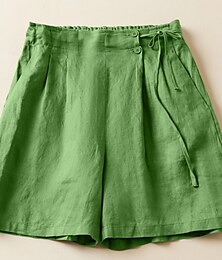 abordables -Femmes Short inspiré du lin Shorts Slacks Streetwear Occasionnel Court Naturel Uni Avec Poches Taille Élastique Extérieur Confortable Rue Sortir Magenta Noir Blanche Vert Été Coupe régulière