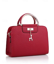 economico -Borsa tote da donna in similpelle con manico superiore e ciondolo a forma di cervo - elegante borsa a tracolla da donna strutturata, perfetta come regalo per la festa della mamma, per il lavoro, lo shopping e le uscite informali