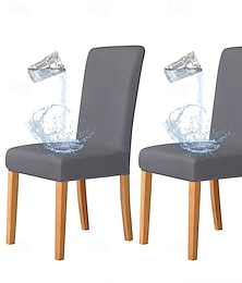 abordables -2 fundas impermeables para sillas de comedor, color burdeos, elásticas, de licra, extraíbles y lavables, para el hogar, el restaurante y los banquetes