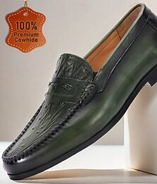 preiswerte -Grüne Leder-Loafer für Herren mit Krokodilmuster – Kentucky-Derby-Schuhe für legere und halbformelle Anlässe