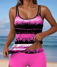 abordables -Maillots de bain pour femmes Tankini 2 pièces maillot de bain short dos nu vacances plage vêtement graphique géométrique en U sans manches