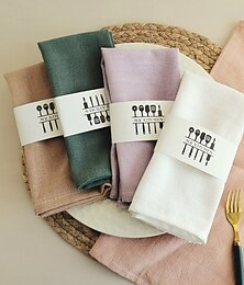 abordables -Servilletas de algodón y lino, servilletas de cocina para el hogar, manteles individuales de colores lisos, servilletas de té cuadradas, servilletas de lino y algodón