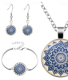 abordables -Parures de bijoux de mariée, 1 ensemble en alliage, 1 bracelet, boucles d'oreilles, collier, style vintage, tendance européenne, pour femme, cadeau idéal pour une occasion spéciale ou pour les