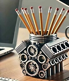 Недорогие -Подставка для ручки в виде двигателя V8 для стола, классный органайзер для стола для мужчин, уникальный декор для механического двигателя, подставка для карандашей, подарок для мужчин, украшение для