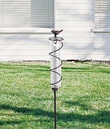 economico -pluviometro per esterni, collettore di acqua piovana in metallo, pluviometro decorativo da 7 litri per uccelli, per giardino, cortile, prato, tubo di misurazione della pioggia per il monitoraggio