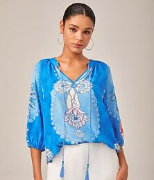 economico -pullover con stampa in stile vacanza