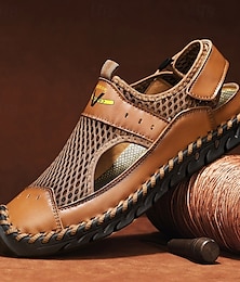 abordables -sandales en maille marron pour hommes – chaussures d'été respirantes et élégantes pour la plage, les vacances et les activités de plein air