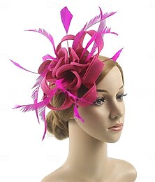 economico -Copricapo Cappello Fedora di Piume Matrimonio Serata Festa Te' Festa Corsa di Cavalli Cocktail Elegante Vintage Carino con Copricapo di Piume